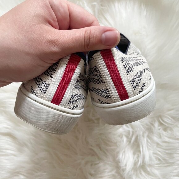 Rothy’s White Black Maritime Tiger Stripe Retired Print Slip On Shoes - Picture 5 of 9